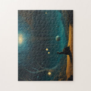 Quebra-cabeça Contemplando uma galáxia surreal de planetas de ma