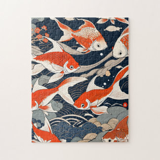 Quebra-cabeça Contemporary ukiyoe, goldfish
