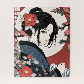 Quebra-cabeça Contemporary ukiyoe, Kimono beauty