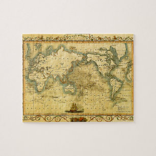 Quebra-cabeça Continentes Antiquados do Mapa do Atlas Histórico