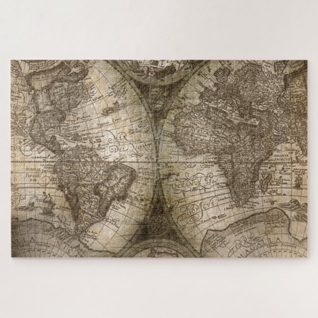 Quebra-cabeça Continentes Antiquados do Mapa do Atlas Histórico (Horizontal)