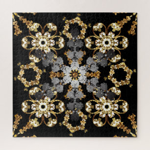Quebra-cabeça Contorno do ouro: Decor Floral Oriental
