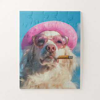 Quebra-cabeça Cool Dog with Pink Hat Puzzle