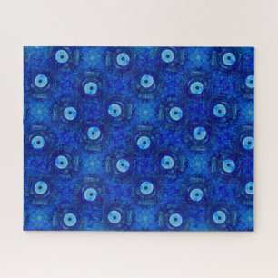 Quebra-cabeça Cool, modern digital art of blue evil eye pattern