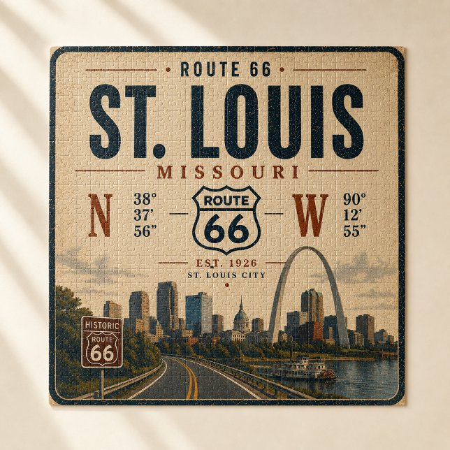 Quebra-cabeça Coordenadas do Arco da Rota 66 de St Louis (Criador carregado)