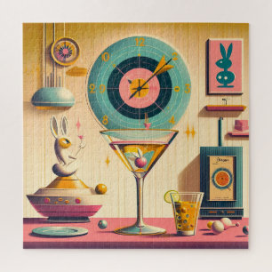 Quebra-cabeça Coquetel de Coelho Futurista Retro Atômico de Mead