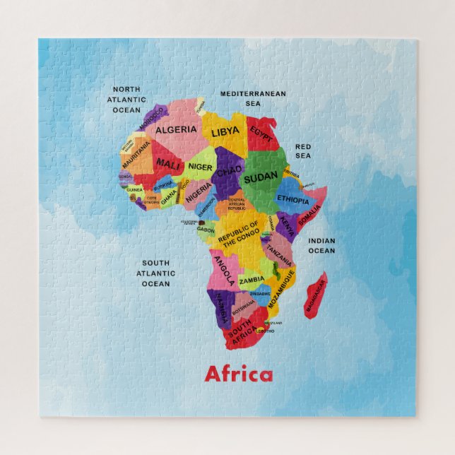 Quebra-cabeça Cor da água do mapa africano (Vertical)