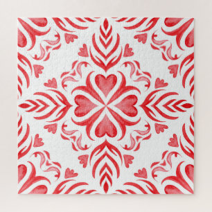 Quebra-cabeça Cor d'água arabesca vermelha: padrão ornamental.