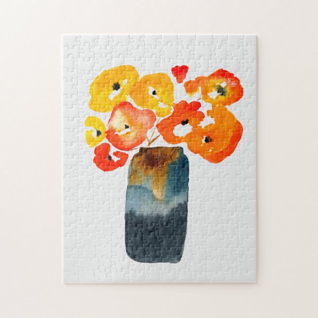 Quebra-cabeça Cor d'água das flores da papoila laranja (Vertical)