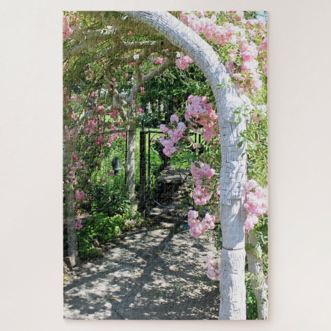 Quebra-cabeça cor-de-rosa bonito do arco da flor (Vertical)