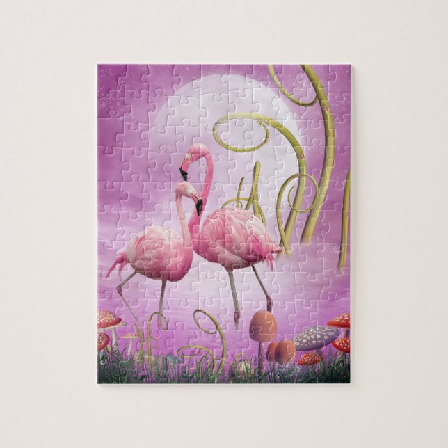 Quebra-cabeça cor-de-rosa lunático dos flamingos (Vertical)