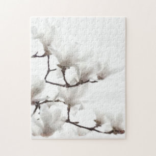 Quebra-cabeça Cor Floral Branca e Preta Elegante