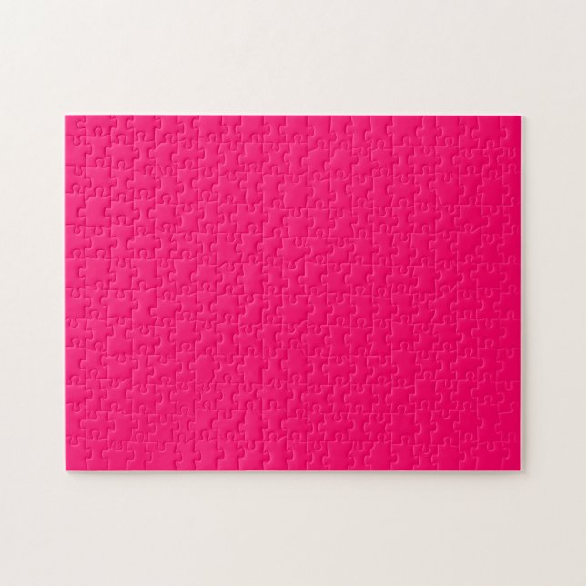 Quebra-cabeça Cor Sólida Rosa Quente Moderno Branco (Horizontal)