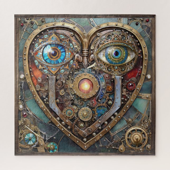 Quebra-cabeça Coração Caprichoso Steampunk Eu Vejo Você Eu Amo V (Vertical)