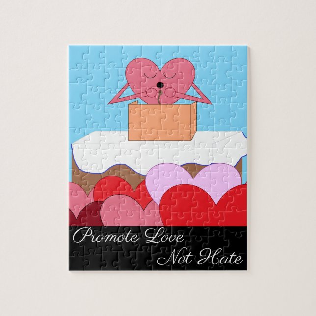 Quebra-cabeça Coração dando um discurso sobre o amor: (Vertical)