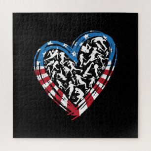 Quebra-cabeça Coração de Futebol feminino - Bandeira Americana