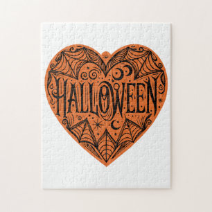 Quebra-cabeça Coração de Halloween, Coração em Forma de Laranja,