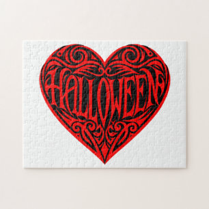 Quebra-cabeça Coração de Halloween, Coração Vermelho, Feriado