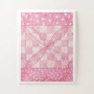 Quebra-cabeça CORAÇÃO DE PINK QUILT 11x14 Grandes Peças Quebra-c
