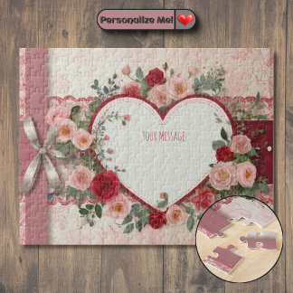 Quebra-cabeça Coração e Rosa Personalizáveis