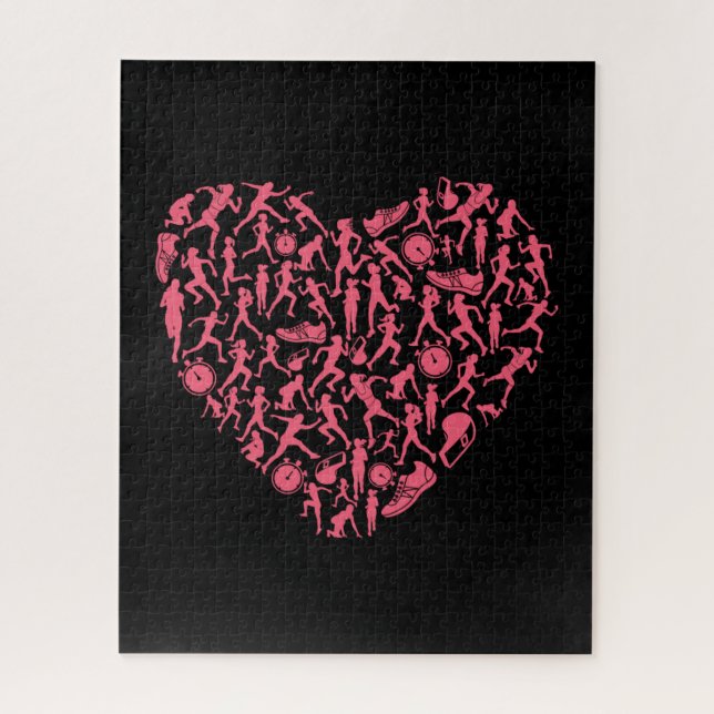 Quebra-cabeça Coração Silhueta Rosa Corrente - Mulher Corredora (Vertical)