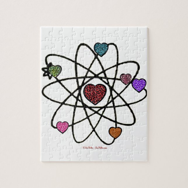 Quebra-cabeça Corações de Impressão do Leopardo Namorados Atômic (Vertical)