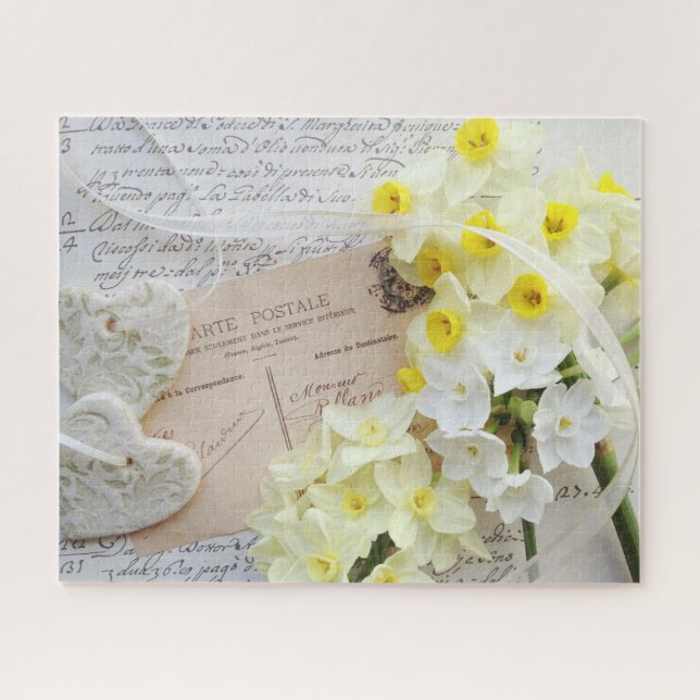 Quebra-cabeça Corações, flores de primavera em cartões postais a (Horizontal)