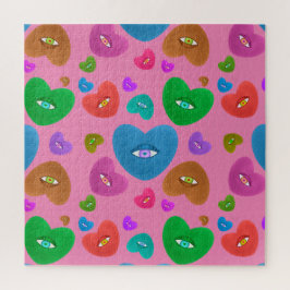 Quebra-cabeça Corações Multicoloridos com Namorados de Amor