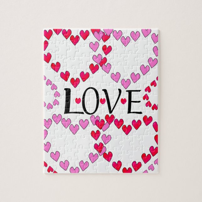 Quebra-cabeça Corações Pequenos Rosa Vermelho AMOR (Vertical)