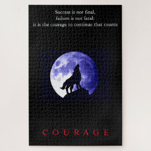Quebra-cabeça Coragem Motivacional de Wolf Blue Night