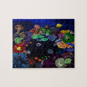 Quebra-cabeça Coral Colorido e Arte de Recifes de Peixes