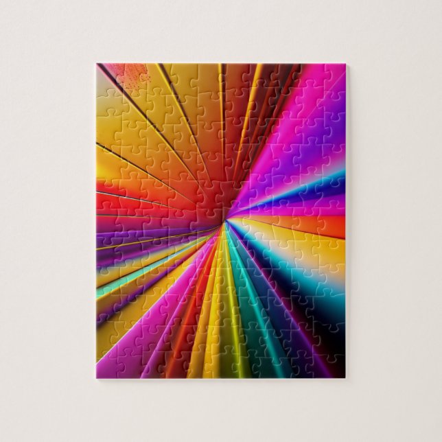 Quebra-cabeça Cores 3D Raios Geométrico Abstrato (Vertical)