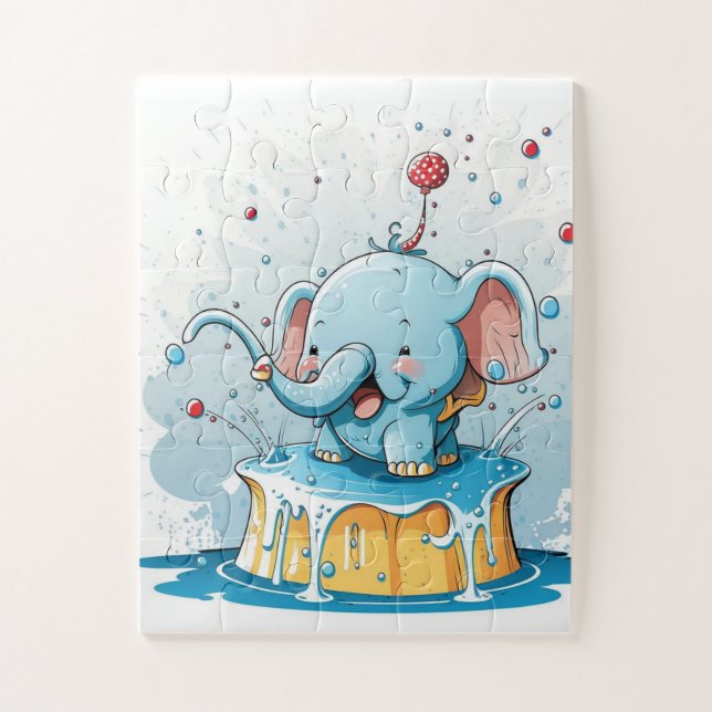 Quebra-cabeça Cores de Elefante Pastel Fofo Puzzles  (Vertical)