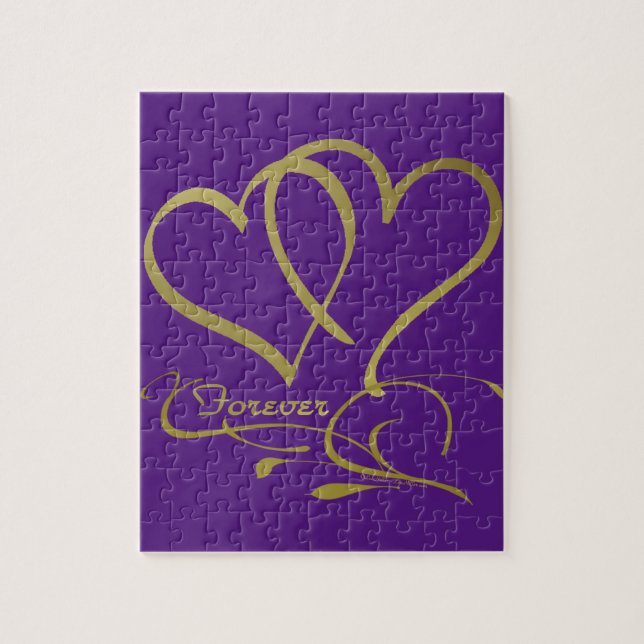 Quebra-cabeça Cores de fundo editáveis Forever Hearts Gold (Vertical)