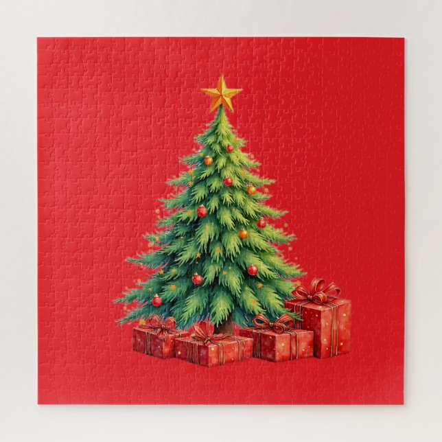 Quebra-cabeça Cores de Natal, Árvore de Natal Decorada, (Vertical)