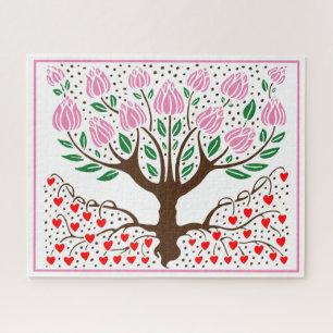 Quebra-cabeça Cores DIY Árvore Florindo com Raízes em Coração