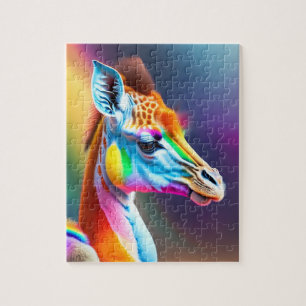 Quebra-cabeça Cores do arco-íris de girafa coloridas e bonitas