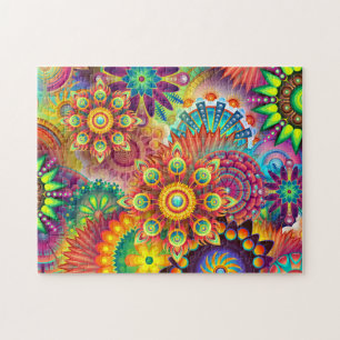 Quebra-cabeça Cores do Kaleidoscópio Psicodélico Grosso Difíc