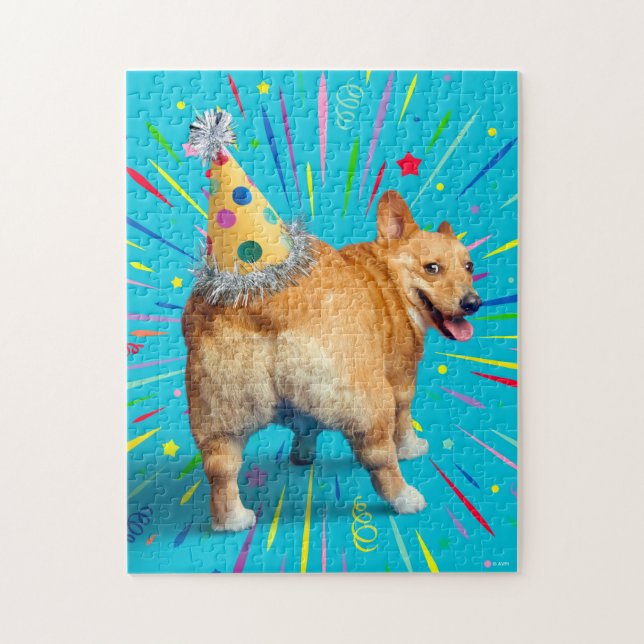 Quebra-cabeça Corgi Butt Birthday Hat (Vertical)