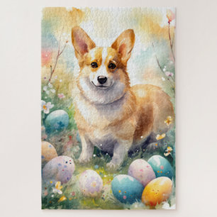 Quebra-cabeça Corgi com Ovos de Páscoa Feriado