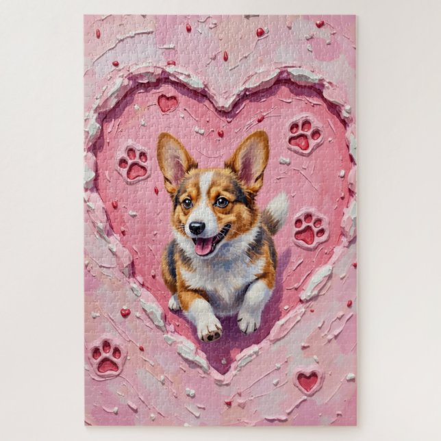 Quebra-cabeça Corgi Dog Valentine's Day Heart Cookie Run (Vertical)