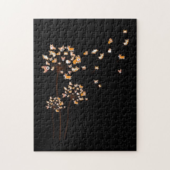 Quebra-cabeça Corgi Flower Fly Dandelion Cubo Cão Lover (Vertical)