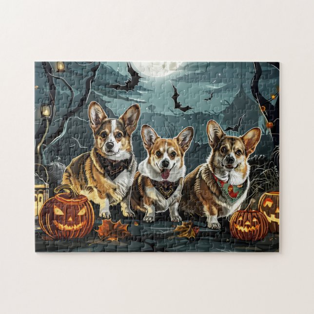 Quebra-cabeça Corgi Halloween Assustador (Horizontal)