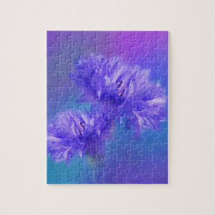 Quebra-cabeça Cornflower roxo azul da flora da flor do fim do