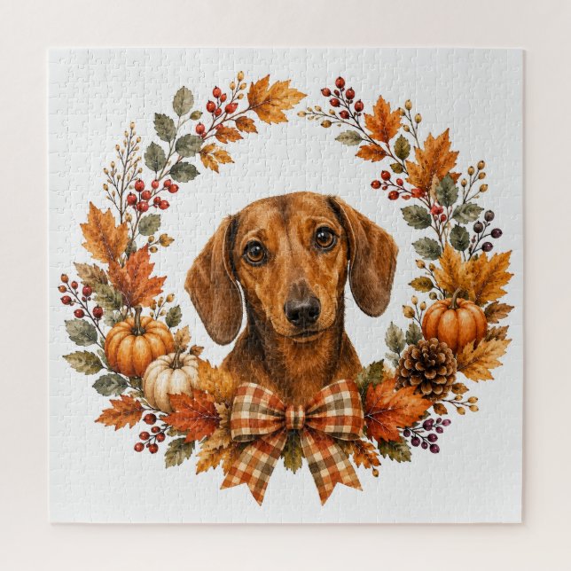 Quebra-cabeça Coroa de Outono de Dachshund (Vertical)