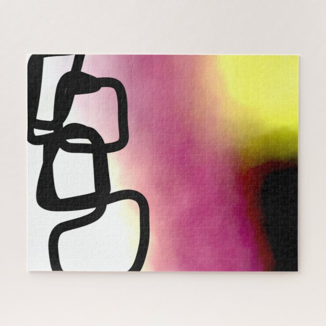 Quebra-cabeça Corrente de bloqueio: Abstrato cor-de-rosa, amarel (Horizontal)