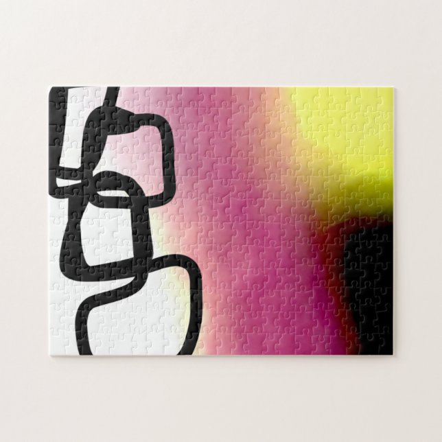 Quebra-cabeça Corrente de bloqueio: Abstrato cor-de-rosa, amarel (Horizontal)