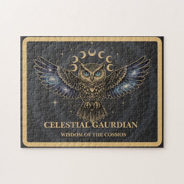Quebra-cabeça Coruja Celestial Guardiã Cósmica (Horizontal)