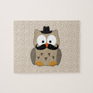 Quebra-cabeça Coruja com bigode e chapéu