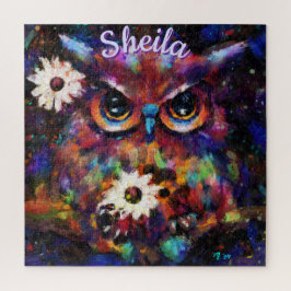 Quebra-cabeça Coruja Floral Impressionista Whimsical Personaliza